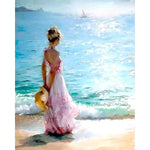 tableau peinture femme face à la mer
