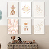 tableau abstrait poisson beige