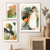 tableau abstrait fermier et feuilles