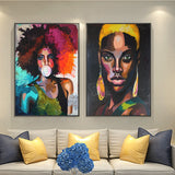 tableau peinture pop art femme africaine