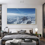 tableau sommet montagne rocher et nuages