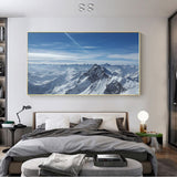 tableau sommet montagne rocher et nuages