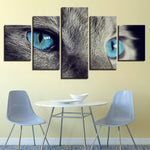 tableau peinture animal yeux bleue