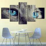 tableau peinture animal yeux bleue