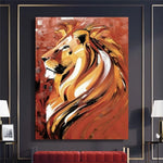 tableau lion 1 pièce Abstrait orange