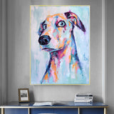 tableau peinture abstraite chien orange