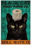 tableau chat noir papier toilette