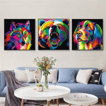 tableau multicolore d’un grizzli