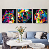 tableau multicolore d’un grizzli