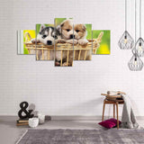 tableau chiots dans le panier