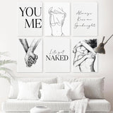 tableau main dans la main fond blanc