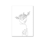 tableau trait femme et couronne fleurs