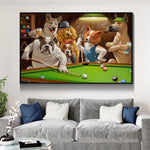 tableau chien qui jouent au billard