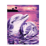 Affiche vintage couple de dauphins