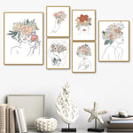 tableau fleurs et femme trait dessin