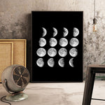 tableau cycle de lune fond noir