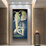 Cadre peinture maman et bébé éléphant