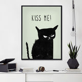 tableau chat noir kiss me