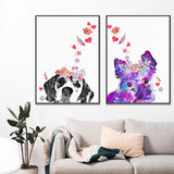 tableau abstrait chien violet