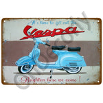 Vespa GTS Motorcycle Pub Bar Decoration Tin Sign Shabby Chic