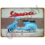 Vespa GTS Motorcycle Pub Bar Decoration Tin Sign Shabby Chic