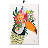 tableau toucan et fleurs