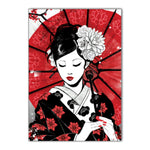 tableau femme et rond rouge japonais