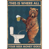 tableau ours avec une bière