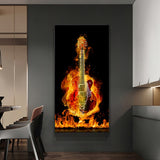 tableau guitare électrique en feu