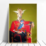 Vintage Animal Head Human Body Canvas Painting Nordic Poster