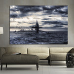tableau sous marin en noir et blanc
