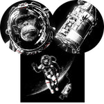 tableau noir et blanc astronaute parachute