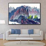 tableau peinture à l’huile violette d’une montage