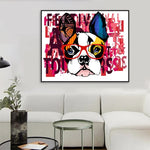 tableau chien mignon pop art rose