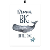 Watercolor Whale Shark Alphabet Nordic Posters And Prints 