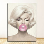 Affiche femme blonde chewwing gum