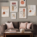 tableau rond marron et beige