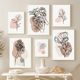 tableau ligne bouquet de fleurs