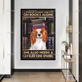 tableau chien et livres