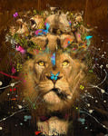 tableau moderne lion et couronne