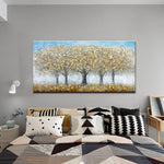 tableau peinture 3 arbres en or