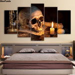 tableau skull sablier et bougie