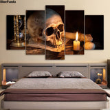 tableau skull sablier et bougie