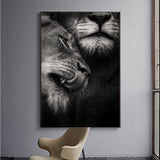 tableau photo lion mâle et femelle