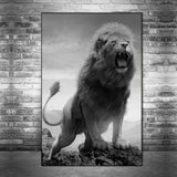 tableau photo rugissement noir et blanc