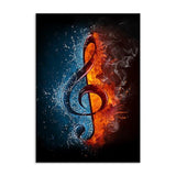 tableau note de musique en feu