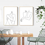 tableau dessin câlin deux personnes