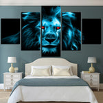 Tableau lion magique aux yeux rouges