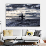 tableau sous marin en noir et blanc