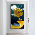 tableau peinture arbre magique en or
